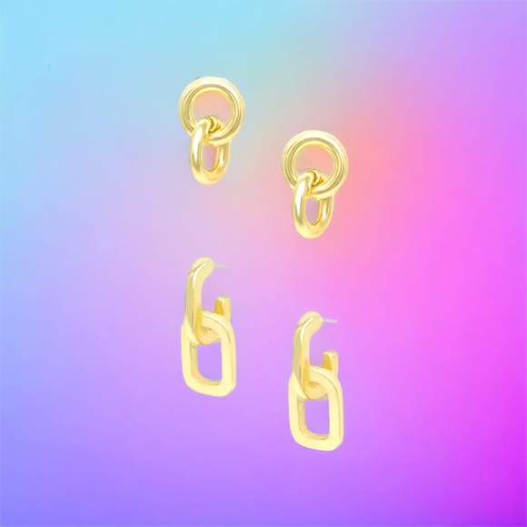 E TTIKA Small Golden Link Earrings 18k Gold-plated NWT MSRP $45